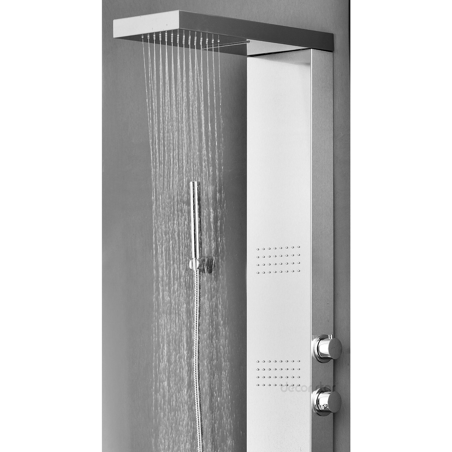 Alberni Stainless Steel Shower Panel with Massage Jets & Hand Shower